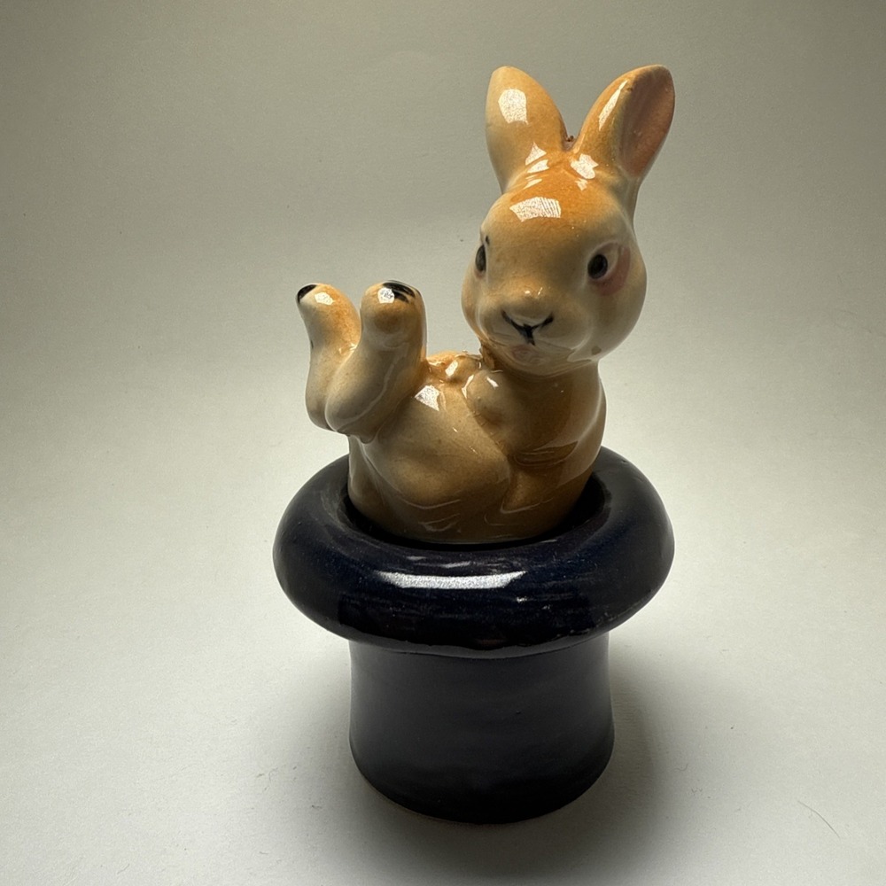 Vintage Rabbit Out Of Tophat Salt & Pepper Shakers. Easter decor. Unique. Japan